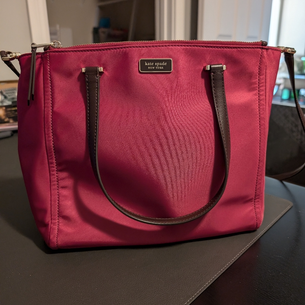 Kate Spade Dawn M Satchel Nylon Bag Rhubarg Tart